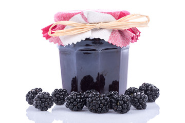 Wall Mural - Blackberry jam with fresh blackberries