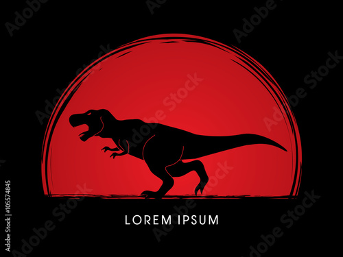 Fotografía T rex dinosaur designed on sunset graphic vector