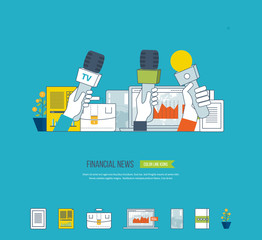 Financial news and strategy, planning strategy concept.  Press conference.