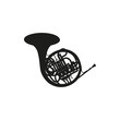 Vector illustration of French horn on white background
