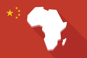 china long shadow flag with a map of the african continent
