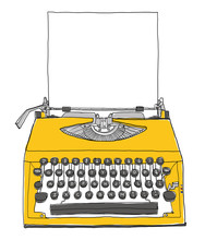Yellow Typewriter Vintage With Paper Painting