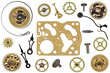 Spare parts for clock. Metal gears, cogwheels and other details