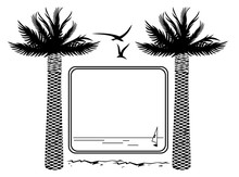 Black And White Frame With Palm Tree Silhouette