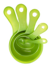 Five Green Plastic Measuring Spoons