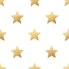 Gold stars. Seamless pattern.