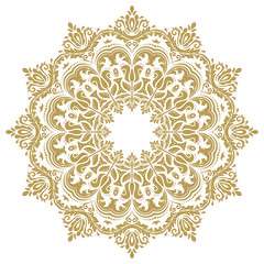 Wall Mural - Oriental vector pattern with arabesques and floral elements. Traditional classic golden round ornament
