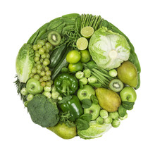 Circle Of Green Fruits And Vegetables