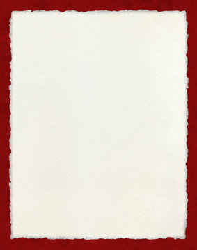 Fototapete - Deckled Paper with Red Border