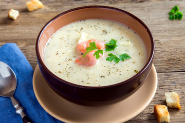 Sticker - Vegetable cream soup with shrimps