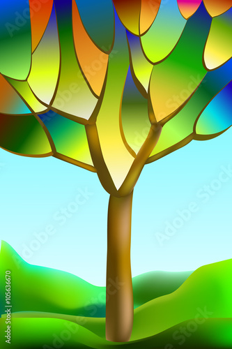 Fototapeta do kuchni Tree, stained-glass window