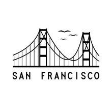 Golden Gate Bridge Of San Francisco Vector Illustration