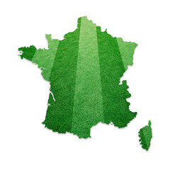 soccer grass field textured france country map isolated on white. france map football field copy spa