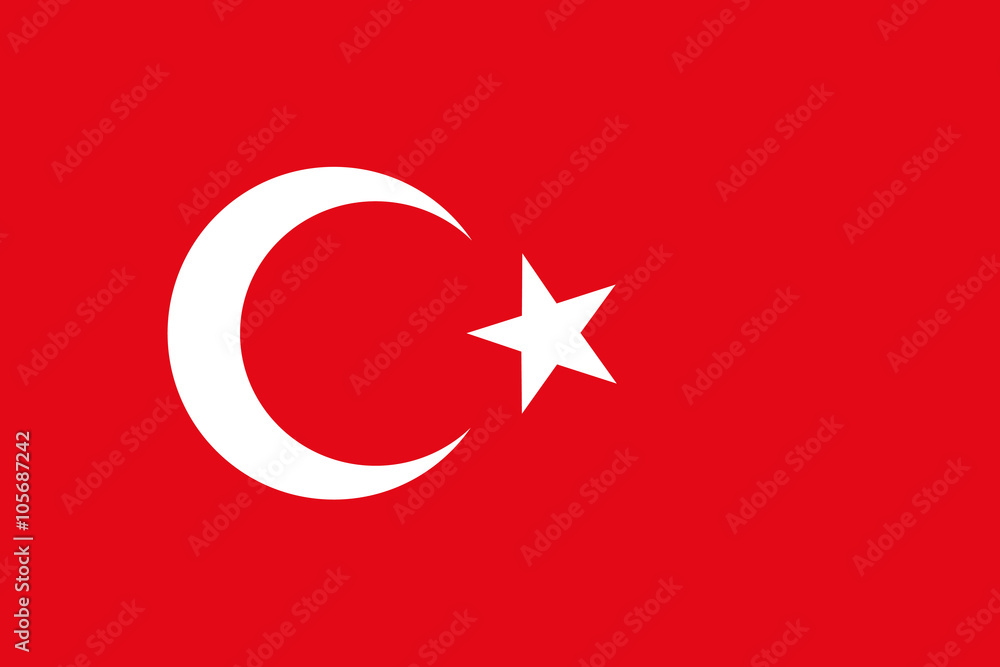 Turkey Flag, Türk bayrağı, National flag of Turkey, Turkish flag in standard proportion color mode RGB - obrazy, fototapety, plakaty 