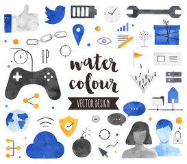 Aufkleber - Social Connection Watercolor Vector Objects