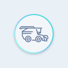 Wall Mural - Harvester icon, grain harvester combine, harvester machine round icon, pictogram, vector illustration