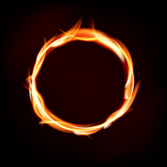 Wall Mural - fiery circle of flames on dark background