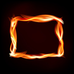 Wall Mural - fiery rectangle of flames on dark background