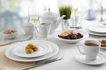 Ceramic tableware on the table