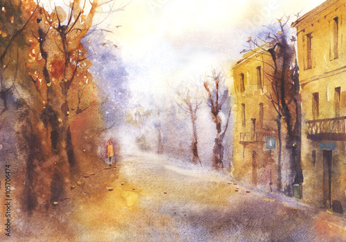 Obraz w ramie Autumn urban landscape