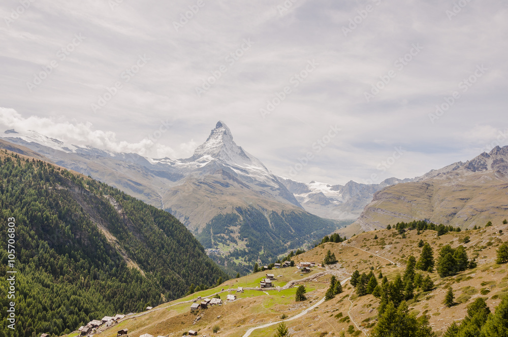 Stock-Foto „Zermatt, Dorf, Bergdorf, Sunnegga, Findeln, Weiler, Alpen ...