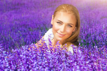 Sticker - Beautiful woman in lavender field