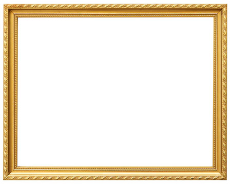 Wall Mural - Golden vintage frame isolated on white. Gold frame abstract design.