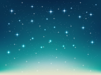 Wall Mural - vector background with night, stars in the sky, shining light