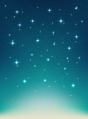Wall Mural - vector background with night, stars in the sky, shining light