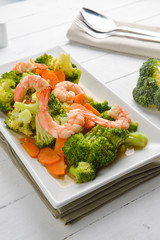 Fried broccoli with prawn