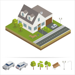 Modern House. Modern Home. Isometric Concept. Real Estate. Cottage