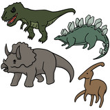 Fototapeta Dinusie - vector set of dinosaur