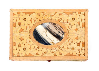 Casket from birch bark on a white background