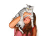 © leonidp - girl and scottish cat