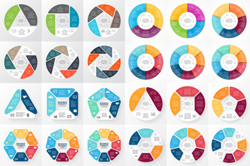 vector circle arrows infographic. 3, 4, 5, 6, 7, 8 options, parts, steps. template for cycle diagram