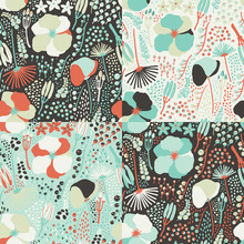 Seamless Colorful Floral Pattern Vector. Set Of Colorful Variations.