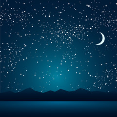 Wall Mural - the lake, the mountains, the starry sky. eps 10.