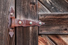  Old Rusty Hinge On Wooden Weathered Door