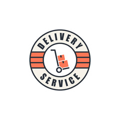 Wall Mural - Delivery service logo, hand truck with cardboard boxes silhouette
