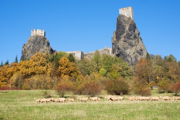 Wall Mural - Ruins castle Trosky in Bohemia Paradise (Cesky Raj), North Bohemia, Czech republic