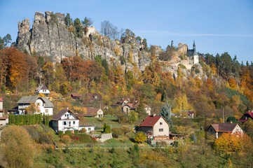 Wall Mural - Castle Vranov over village Mala Skala in Bohemia Paradise (Cesky Raj), North Bohemia, Czech republic