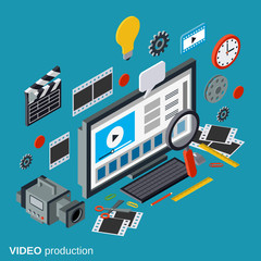 Wall Mural - Video production vector illustration