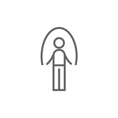 Poster - Man exercising with skipping rope line icon.