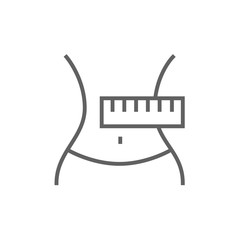 Poster - Waist with measuring tape line icon.