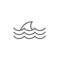 Sticker - dorsal shark fin above water line icon.