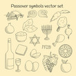 Collection of doodle symbols of Jewish holiday Passover