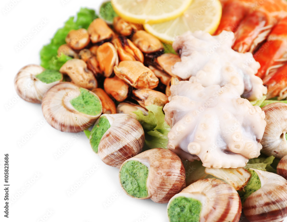 Seafood isolated on white