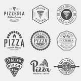 Fototapeta Dinusie - vector set of pizzeria labels and badges
