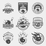 Fototapeta Dinusie - vector set of bowling logos, emblems and design elements