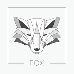 Abstract fox head emblem icon design with elegant line shapes style. Vector illustration.